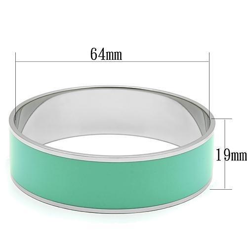 TK786 - High polished (no plating) Stainless Steel Bangle with Epoxy  in Turquoise-1