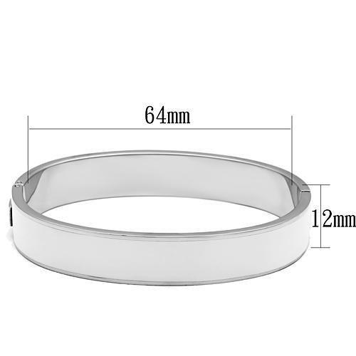 TK789 - High polished (no plating) Stainless Steel Bangle with Epoxy  in White-1