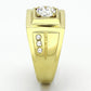 TK791 - IP Gold(Ion Plating) Stainless Steel Ring with AAA Grade CZ  in Clear-3