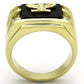 TK793 - IP Gold(Ion Plating) Stainless Steel Ring with Semi-Precious Agate in Jet-2