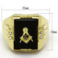 TK795 - IP Gold(Ion Plating) Stainless Steel Ring with Semi-Precious Agate in Jet-1