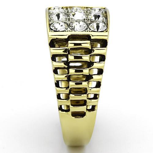 TK796 - Two-Tone IP Gold (Ion Plating) Stainless Steel Ring with Top Grade Crystal  in Clear-3