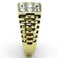 TK796 - Two-Tone IP Gold (Ion Plating) Stainless Steel Ring with Top Grade Crystal  in Clear-3