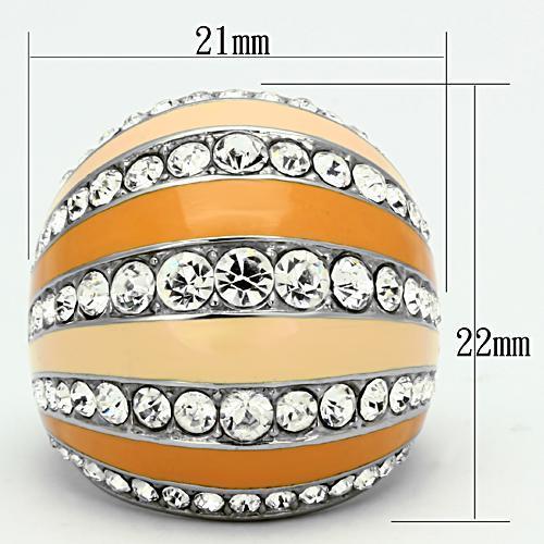 TK798 - High polished (no plating) Stainless Steel Ring with Top Grade Crystal  in Clear-1