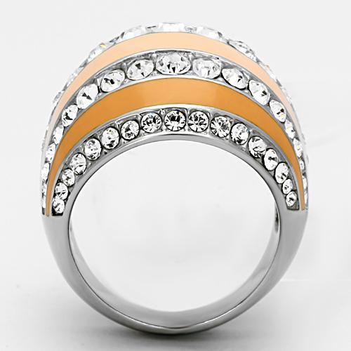 TK798 - High polished (no plating) Stainless Steel Ring with Top Grade Crystal  in Clear-2