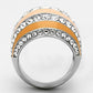 TK798 - High polished (no plating) Stainless Steel Ring with Top Grade Crystal  in Clear-2
