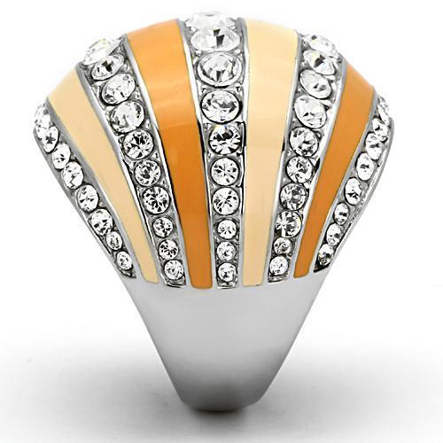 TK798 - High polished (no plating) Stainless Steel Ring with Top Grade Crystal  in Clear-3