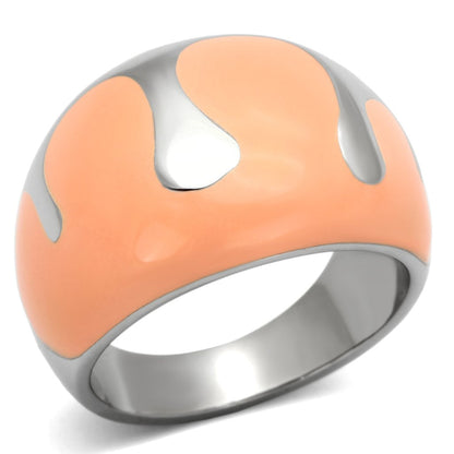 TK802 - High polished (no plating) Stainless Steel Ring with Epoxy  in Orange-0