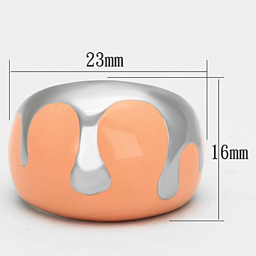 TK802 - High polished (no plating) Stainless Steel Ring with Epoxy  in Orange-1