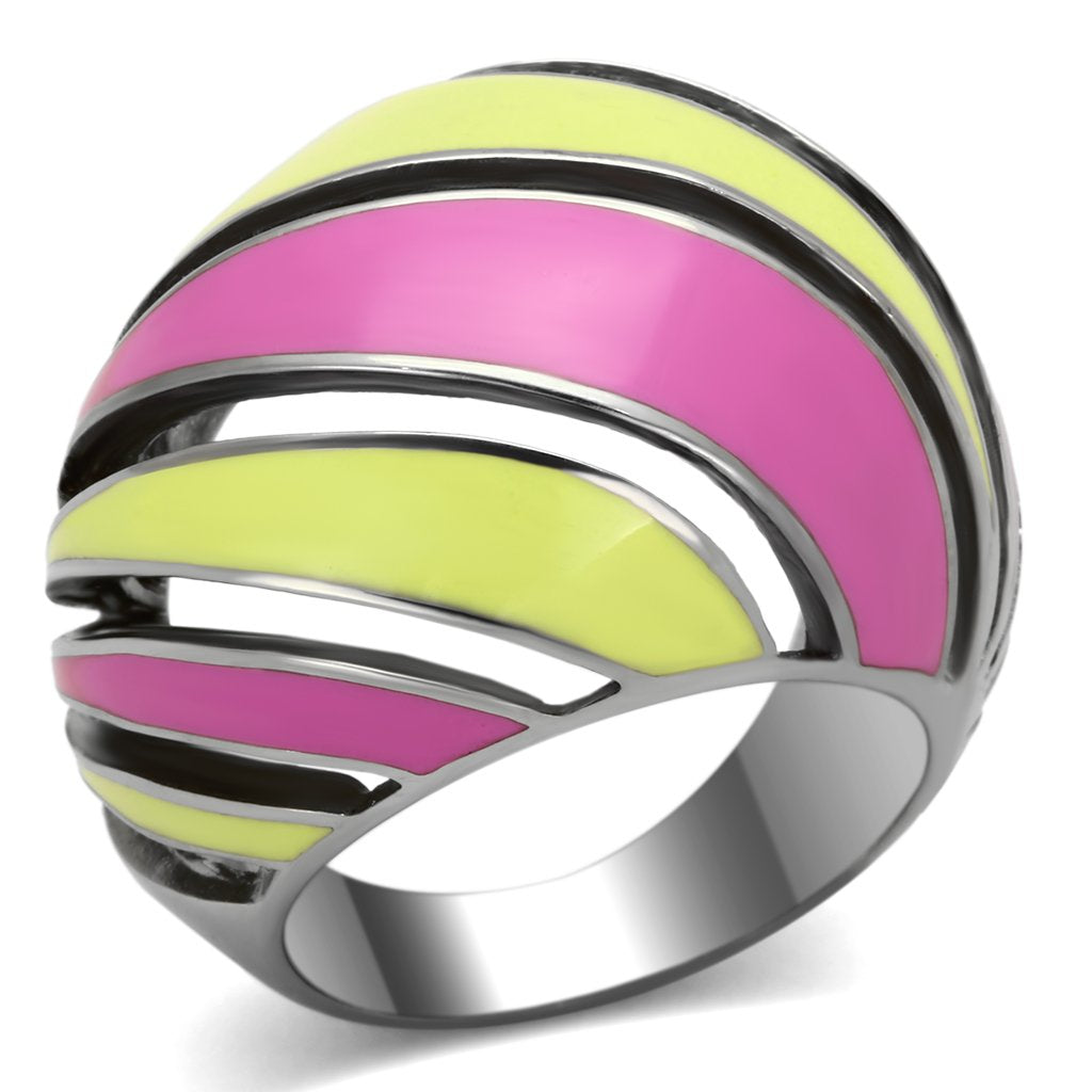 TK803 - High polished (no plating) Stainless Steel Ring with Epoxy  in Multi Color-0