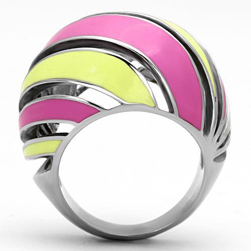 TK803 - High polished (no plating) Stainless Steel Ring with Epoxy  in Multi Color-2