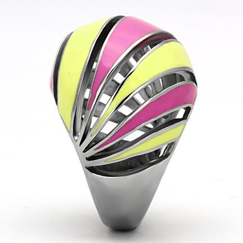 TK803 - High polished (no plating) Stainless Steel Ring with Epoxy  in Multi Color-3