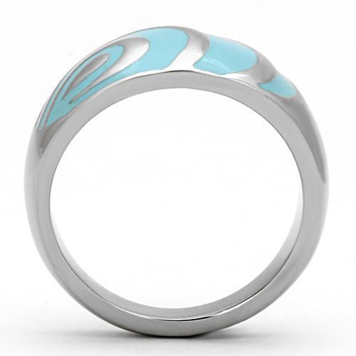 TK804 - High polished (no plating) Stainless Steel Ring with Epoxy  in Sea Blue-2