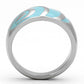 TK804 - High polished (no plating) Stainless Steel Ring with Epoxy  in Sea Blue-2