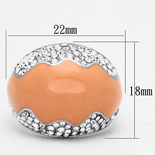 TK805 - High polished (no plating) Stainless Steel Ring with Top Grade Crystal  in Clear-1
