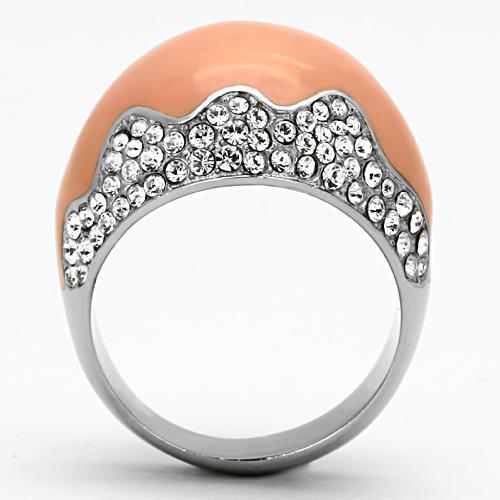 TK805 - High polished (no plating) Stainless Steel Ring with Top Grade Crystal  in Clear-2