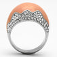 TK805 - High polished (no plating) Stainless Steel Ring with Top Grade Crystal  in Clear-2