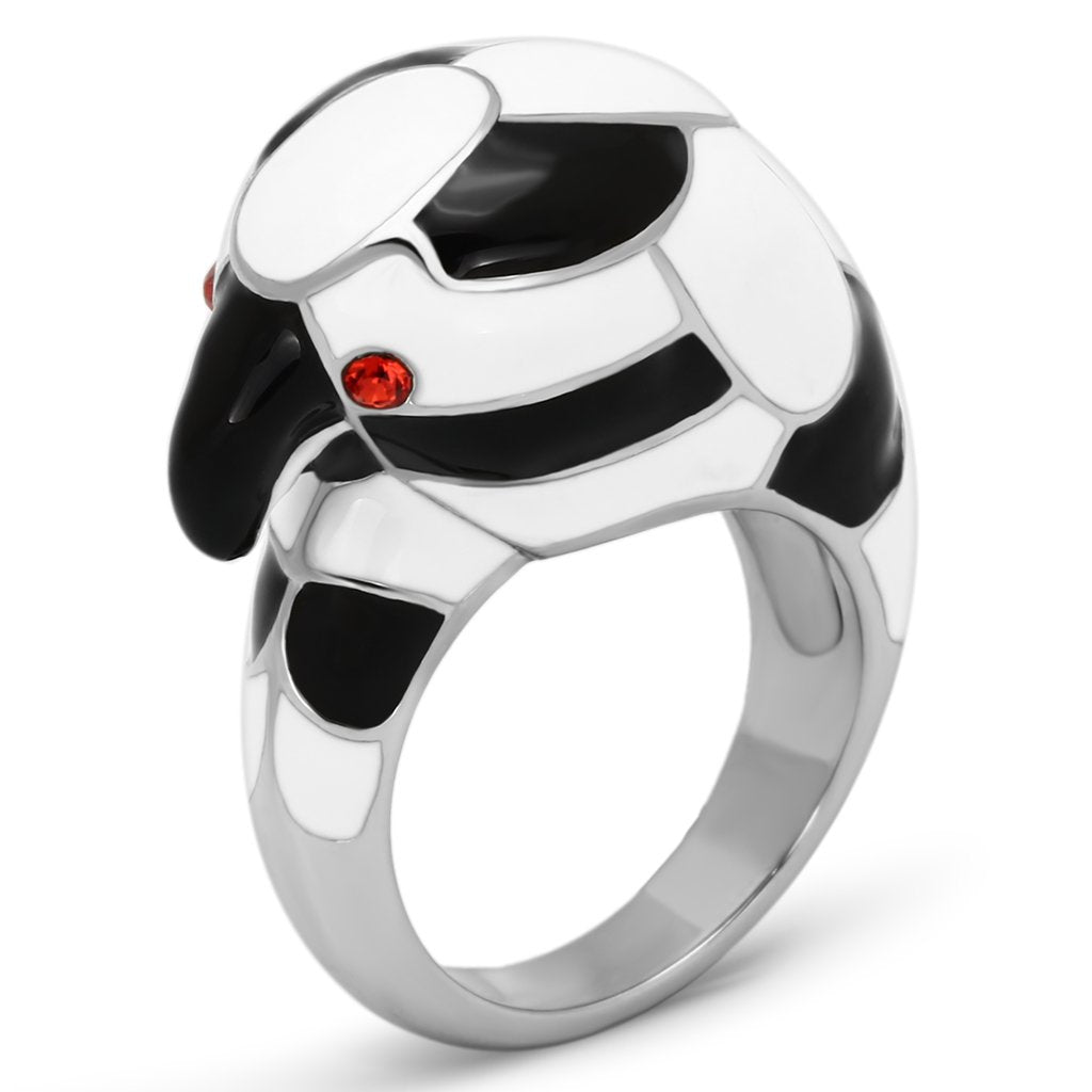 TK806 - High polished (no plating) Stainless Steel Ring with Top Grade Crystal  in Orange-0