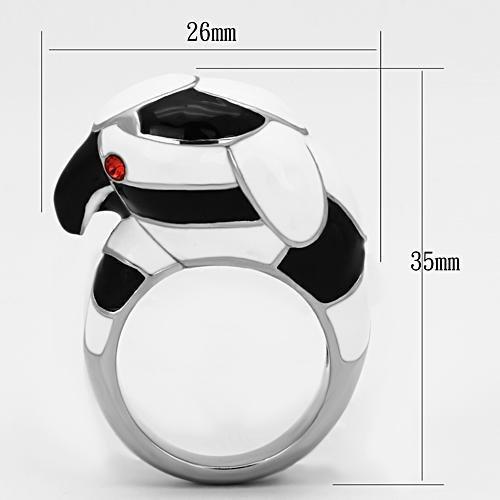 TK806 - High polished (no plating) Stainless Steel Ring with Top Grade Crystal  in Orange-2