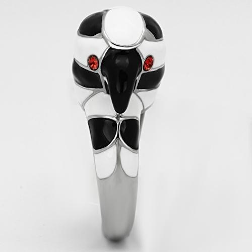 TK806 - High polished (no plating) Stainless Steel Ring with Top Grade Crystal  in Orange-3