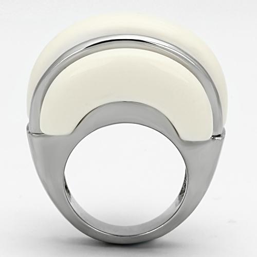 TK807 - High polished (no plating) Stainless Steel Ring with Synthetic Synthetic Stone in Citrine Yellow-2