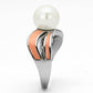TK810 - High polished (no plating) Stainless Steel Ring with Synthetic Pearl in White-3
