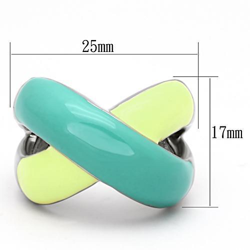 TK813 - High polished (no plating) Stainless Steel Ring with Epoxy  in Multi Color-1