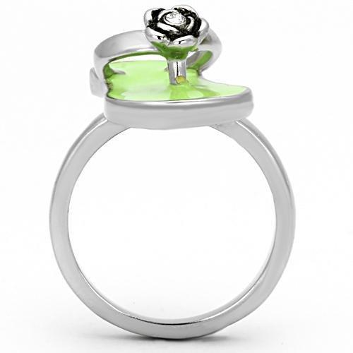 TK814 - High polished (no plating) Stainless Steel Ring with Top Grade Crystal  in Clear-2