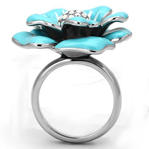 TK817 - High polished (no plating) Stainless Steel Ring with Top Grade Crystal  in Aurora Borealis (Rainbow Effect)-2