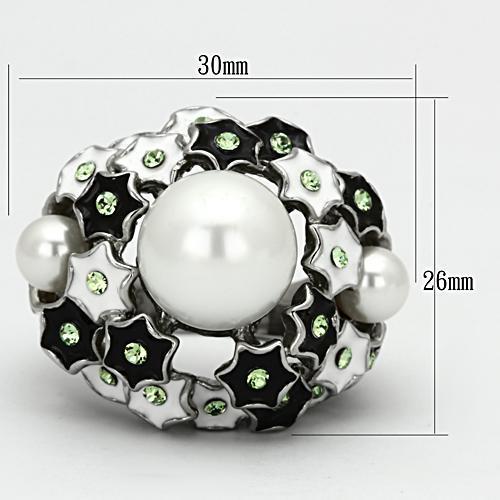 TK818 - High polished (no plating) Stainless Steel Ring with Synthetic Pearl in White-1