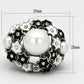 TK818 - High polished (no plating) Stainless Steel Ring with Synthetic Pearl in White-1