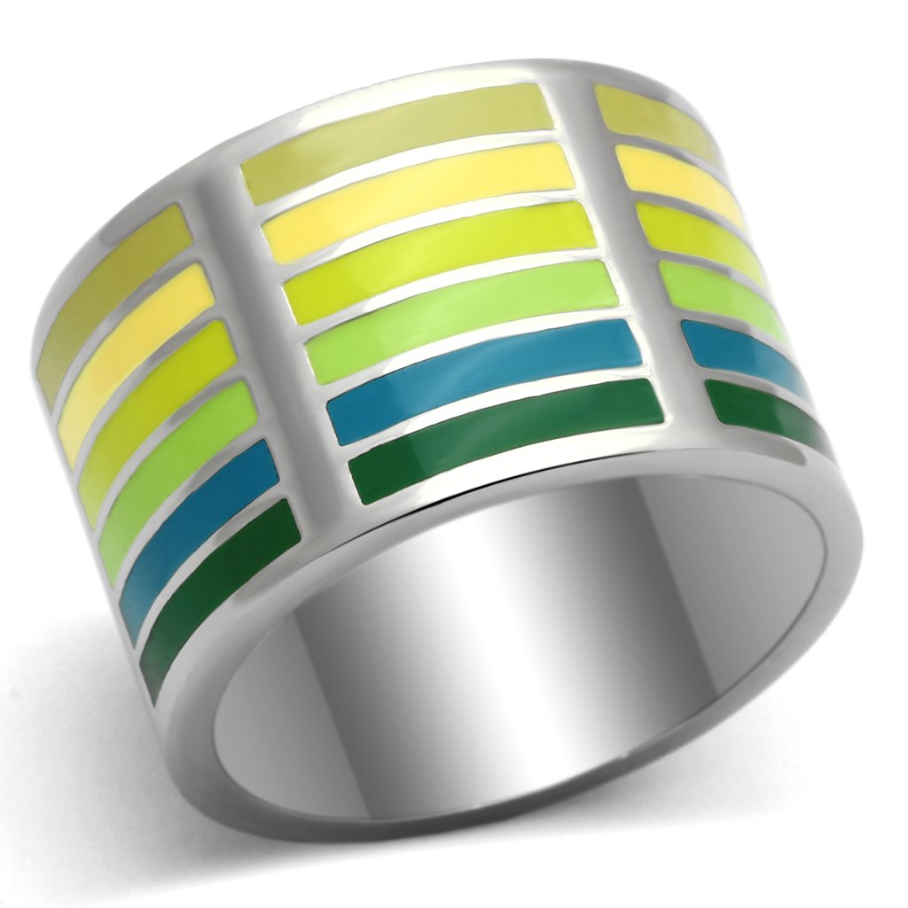 TK819 - High polished (no plating) Stainless Steel Ring with Epoxy  in Multi Color-0