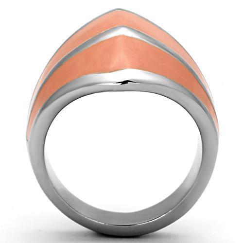 TK822 - High polished (no plating) Stainless Steel Ring with Epoxy  in Orange-2