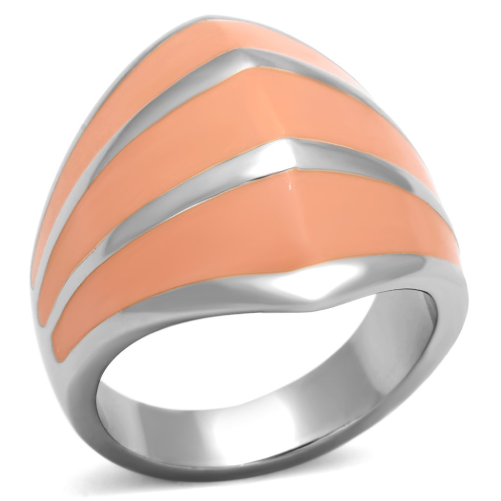 TK822 - High polished (no plating) Stainless Steel Ring with Epoxy  in Orange-0