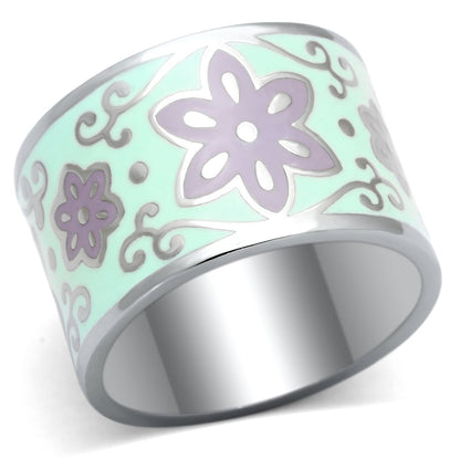 TK824 - High polished (no plating) Stainless Steel Ring with Epoxy  in Multi Color-0