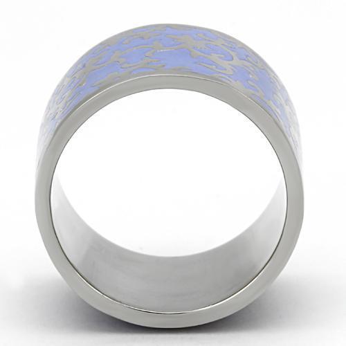 TK825 - High polished (no plating) Stainless Steel Ring with Epoxy  in Amethyst-2