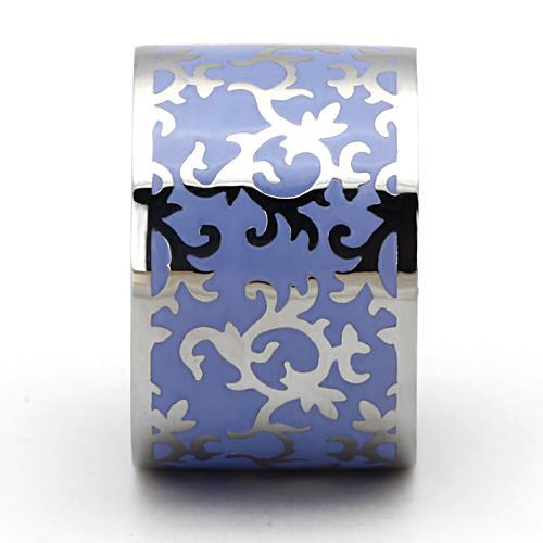 TK825 - High polished (no plating) Stainless Steel Ring with Epoxy  in Amethyst-3