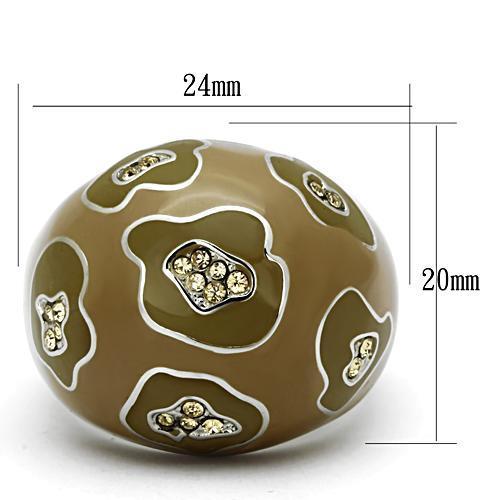 TK826 - High polished (no plating) Stainless Steel Ring with Top Grade Crystal  in Citrine Yellow-1