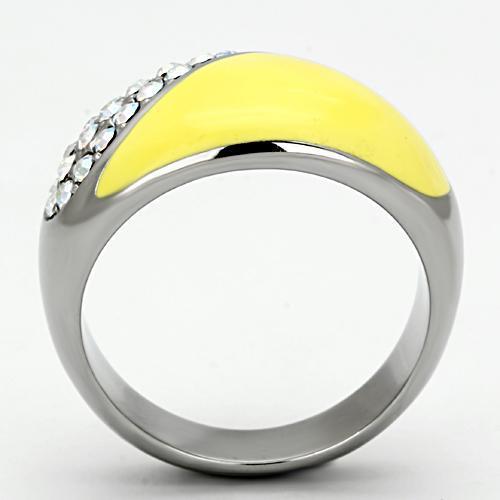 TK829 - High polished (no plating) Stainless Steel Ring with Top Grade Crystal  in Aurora Borealis (Rainbow Effect)-2