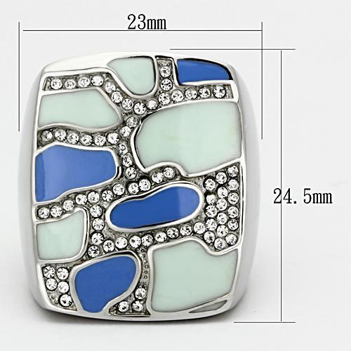 TK832 - High polished (no plating) Stainless Steel Ring with Top Grade Crystal  in Clear-1