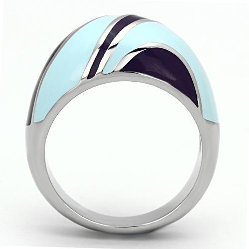 TK835 - High polished (no plating) Stainless Steel Ring with Epoxy  in Multi Color-2