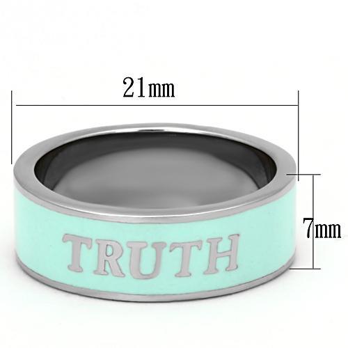 TK836 - High polished (no plating) Stainless Steel Ring with Epoxy  in Turquoise-1