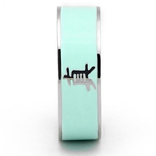 TK836 - High polished (no plating) Stainless Steel Ring with Epoxy  in Turquoise-3