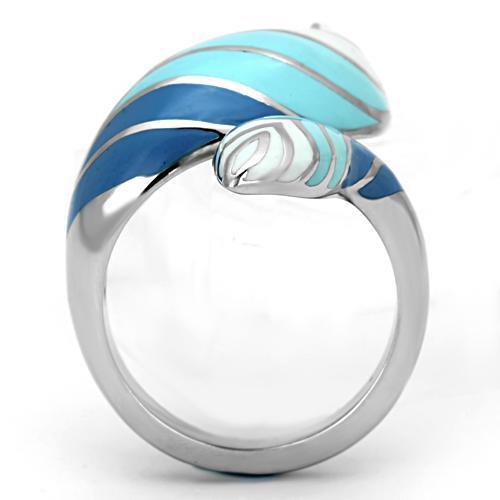 TK838 - High polished (no plating) Stainless Steel Ring with Epoxy  in Multi Color-2