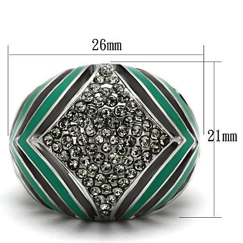 TK839 - High polished (no plating) Stainless Steel Ring with Top Grade Crystal  in Black Diamond-1