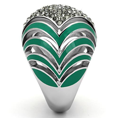 TK839 - High polished (no plating) Stainless Steel Ring with Top Grade Crystal  in Black Diamond-3