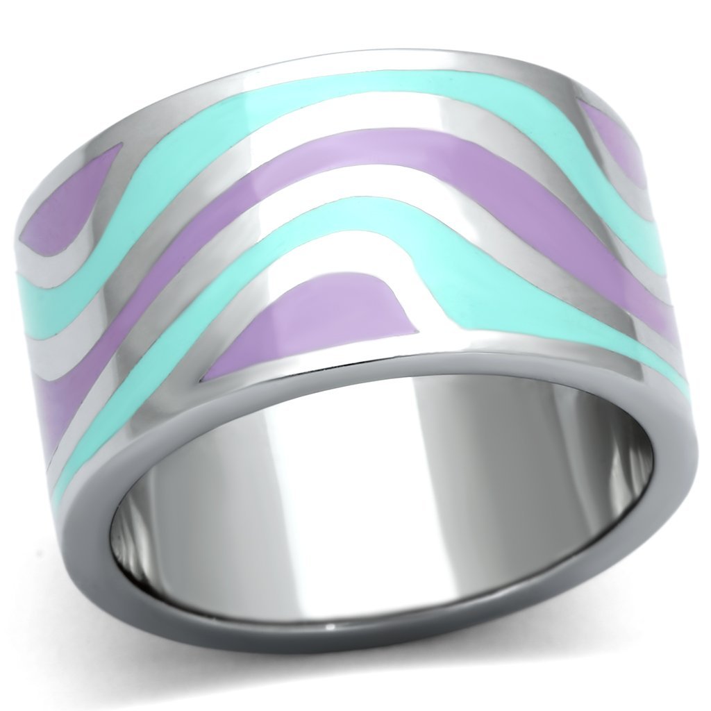TK840 - High polished (no plating) Stainless Steel Ring with Epoxy  in Multi Color-0