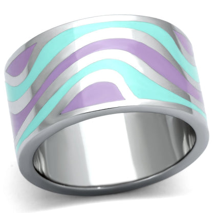 TK840 - High polished (no plating) Stainless Steel Ring with Epoxy  in Multi Color-0