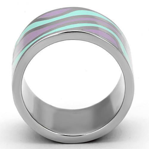 TK840 - High polished (no plating) Stainless Steel Ring with Epoxy  in Multi Color-2