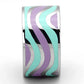 TK840 - High polished (no plating) Stainless Steel Ring with Epoxy  in Multi Color-3